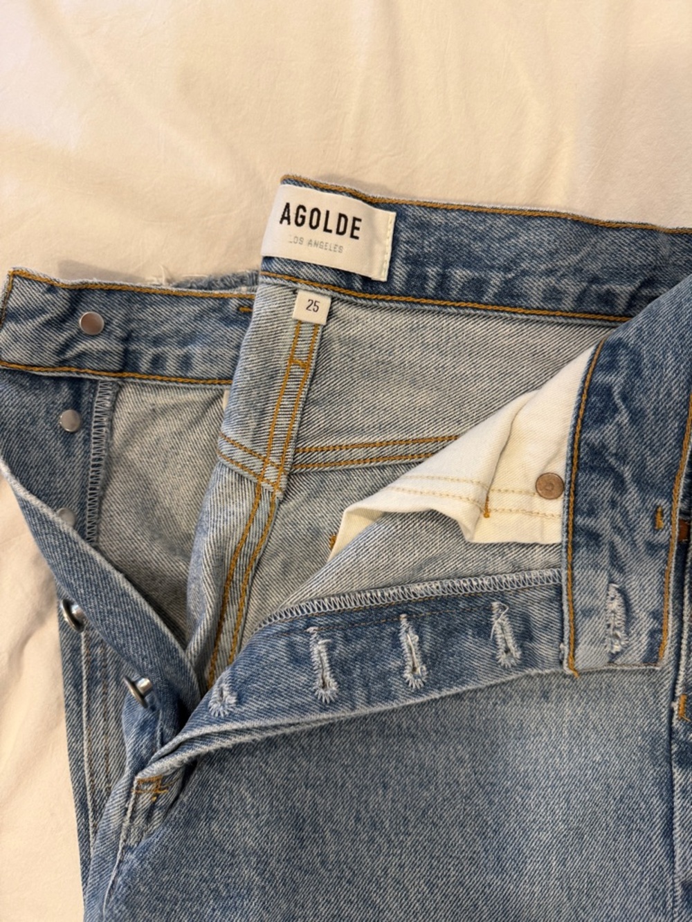 Agolde Light Blue Button-Fly Denim Jeans